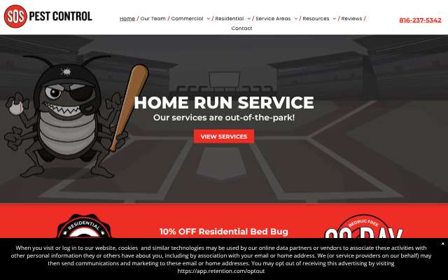 SOS Pest Control's page as the assistant saw it