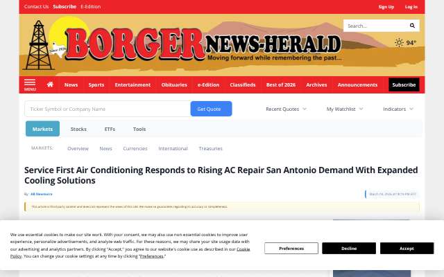 Service First Air Conditioning's page as the assistant saw it