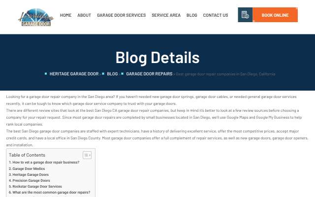 Page cited for Heritage Garage Door