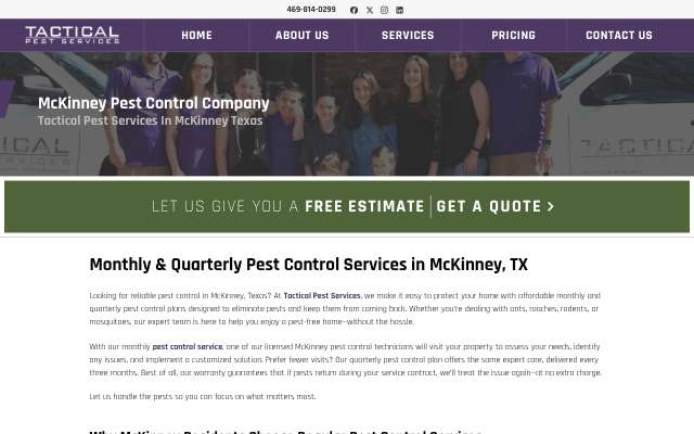 Tactical Pest Services's page as the assistant saw it