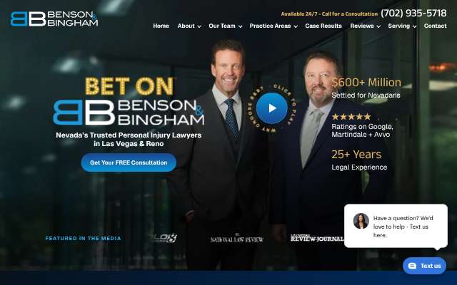 Benson & Bingham Car Accident & Personal Injury Lawyers's page as the assistant saw it