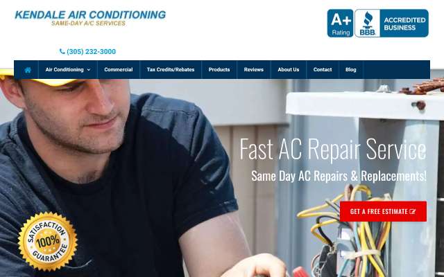 Kendale Air Conditioning's page as the assistant saw it