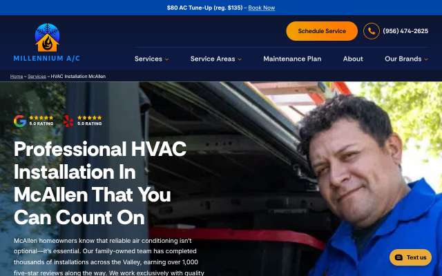 Millennium A/C's page as the assistant saw it