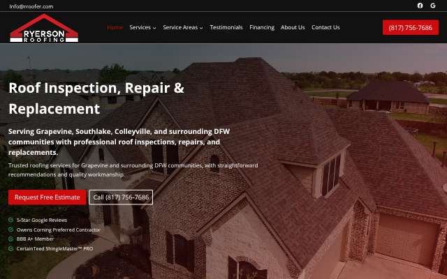 Ryerson Roofing's page as the assistant saw it