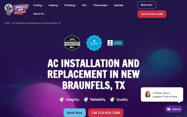 Apollo Air Heating & Cooling's page as the assistant saw it