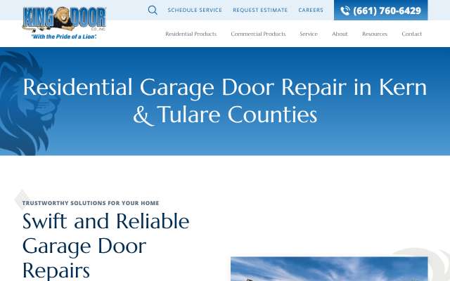 King Door Co.'s page as the assistant saw it