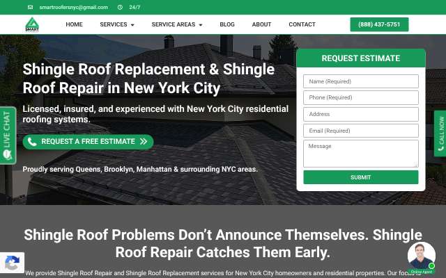 Page cited for Smart Roofers NY