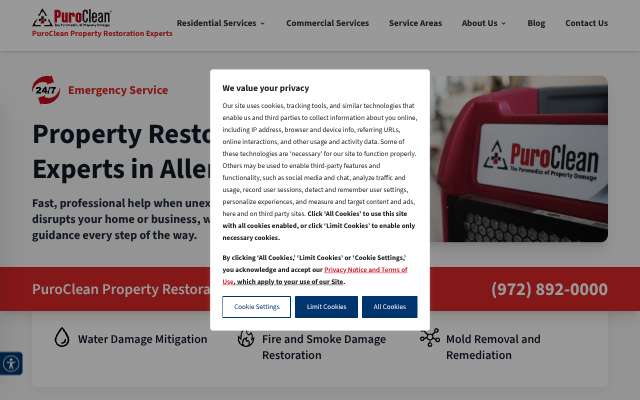 PuroClean Property Restoration Experts (Allen)'s page as the assistant saw it