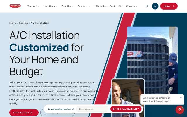 Peterman Brothers Heating, Cooling, Plumbing & Electrical's page as the assistant saw it