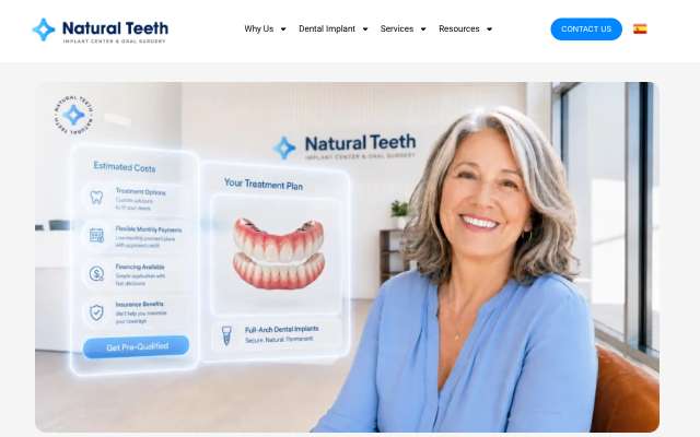 Natural Teeth Implant Center's page as the assistant saw it