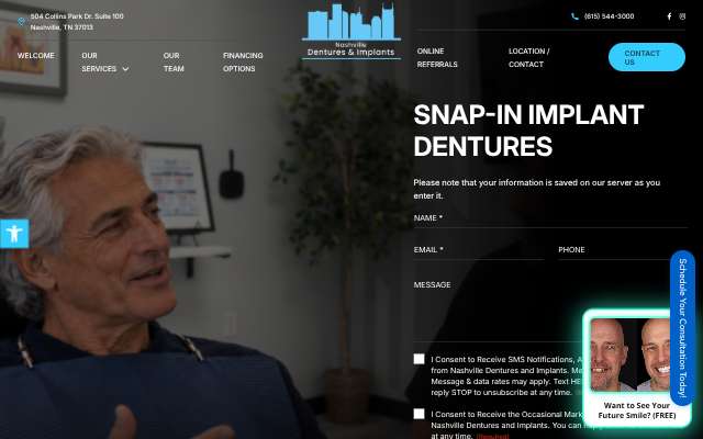 Nashville Dentures & Implants's page as the assistant saw it