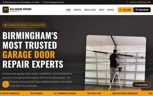 AAA Garage Repairs of Birmingham's page as the assistant saw it