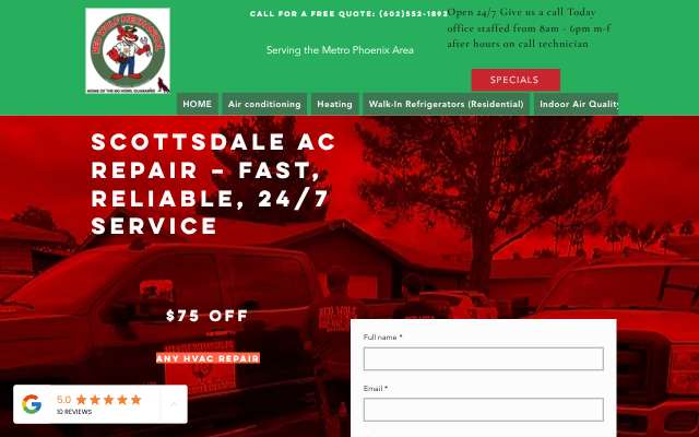 Red Wolf Mechanical's page as the assistant saw it