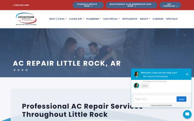 Advantage Service Company's page as the assistant saw it