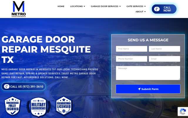Metro Garage Door Repair's page as the assistant saw it