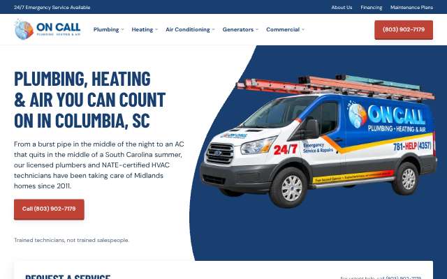 On Call Plumbing, Heating & Air's page as the assistant saw it