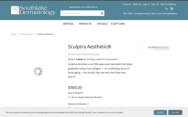 Southlake Dermatology's page as the assistant saw it