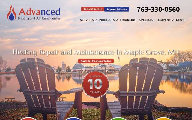 Advanced Heating and Air Conditioning's page as the assistant saw it