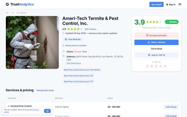 Ameri-Tech Termite & Pest Control, Inc.'s page as the assistant saw it