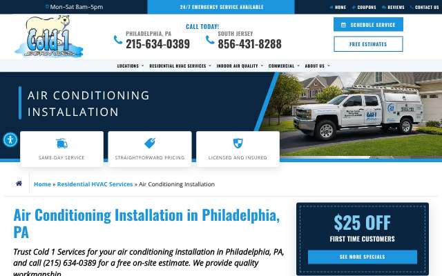 Cold 1 Services's page as the assistant saw it