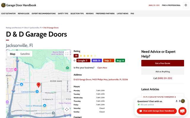 D & D Garage Doors's page as the assistant saw it