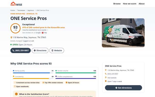 Page cited for ONE Service Pros