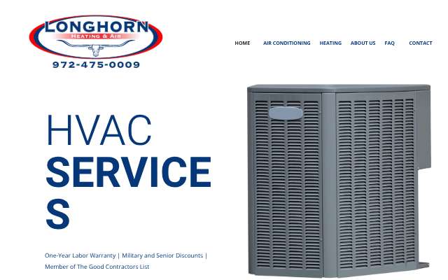 Longhorn Heating & Air Conditioning's page as the assistant saw it