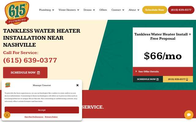 615 Plumbing's page as the assistant saw it
