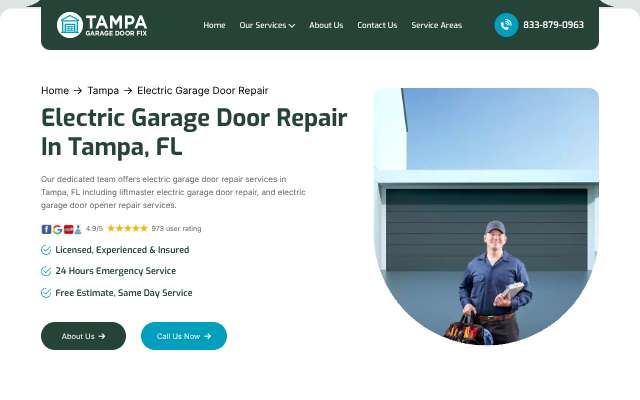 Garage Door Tampa's page as the assistant saw it