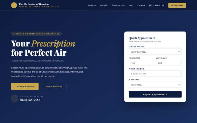 The Air Doctor of Houston's page as the assistant saw it