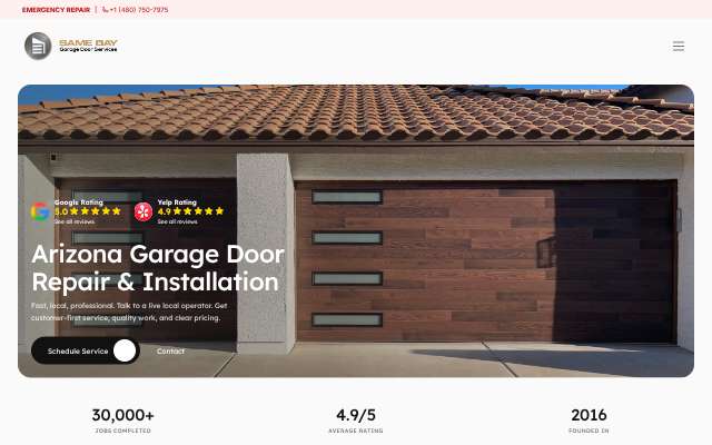 Same Day Garage Door Services's page as the assistant saw it