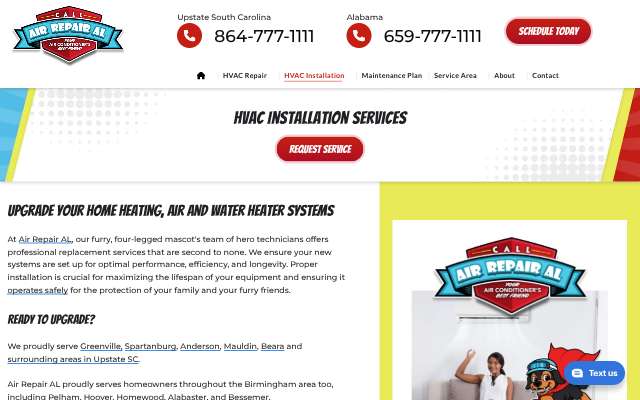 Air Repair AL LLC's page as the assistant saw it
