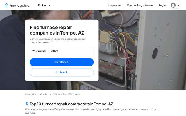 Precise Air & Heating's page as the assistant saw it