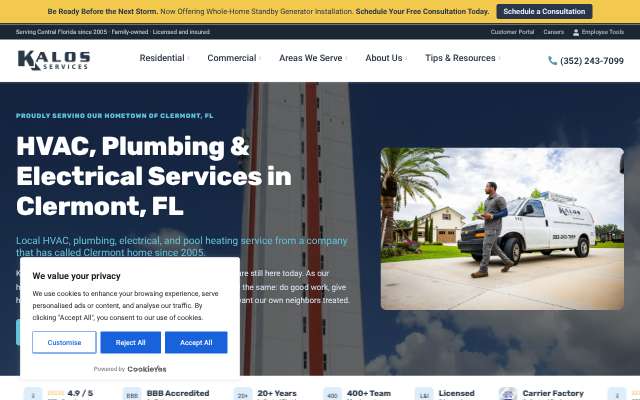 Kalos Services Inc.'s page as the assistant saw it