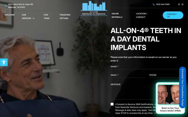 Page cited for Nashville Dentures & Implants