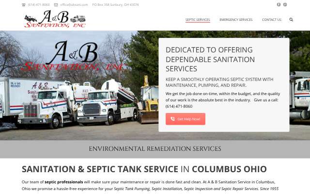 A & B Sanitation's page as the assistant saw it