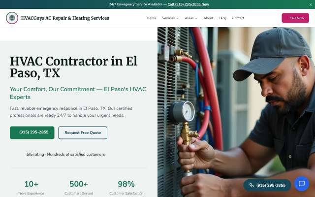 HVACGuys AC Repair & Heating Services's page as the assistant saw it