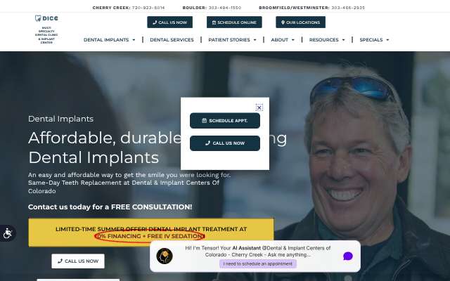 Dental & Implant Centers of Colorado's page as the assistant saw it