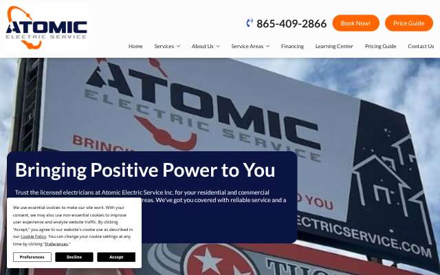 Atomic Electric Service Inc.'s page as the assistant saw it