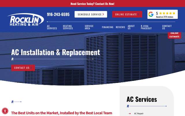 Rocklin Heating & Air's page as the assistant saw it