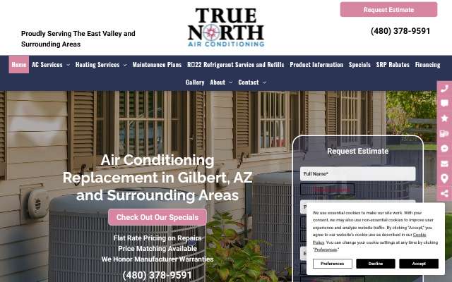 True North Air Conditioning's page as the assistant saw it