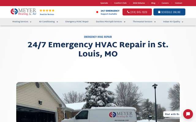 Meyer Heating & Air's page as the assistant saw it