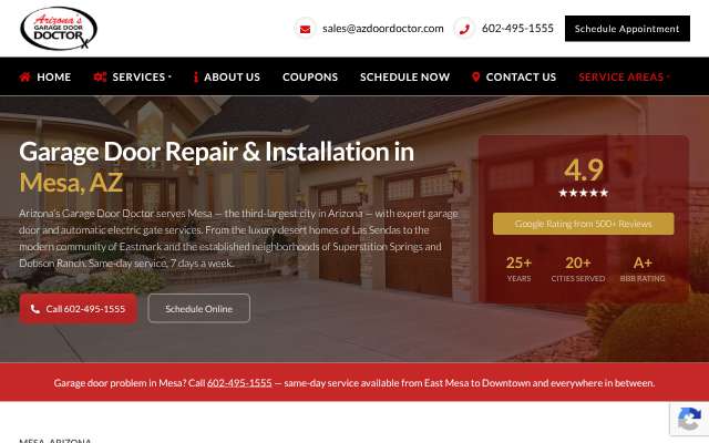 Arizona's Garage Door Doctor's page as the assistant saw it