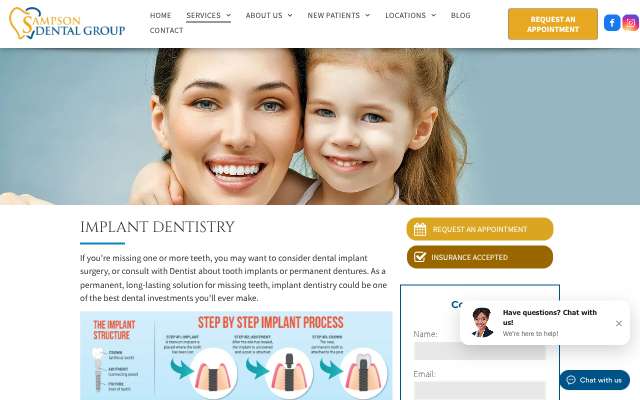 Sampson Dental Group's page as the assistant saw it