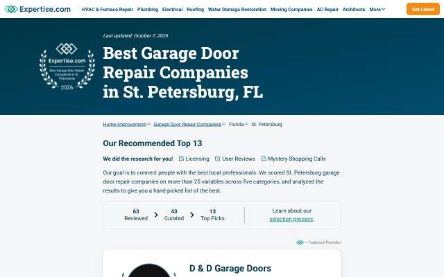 Page cited for D & D Garage Doors