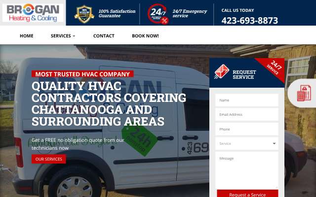 Brogan's Heating and Cooling's page as the assistant saw it