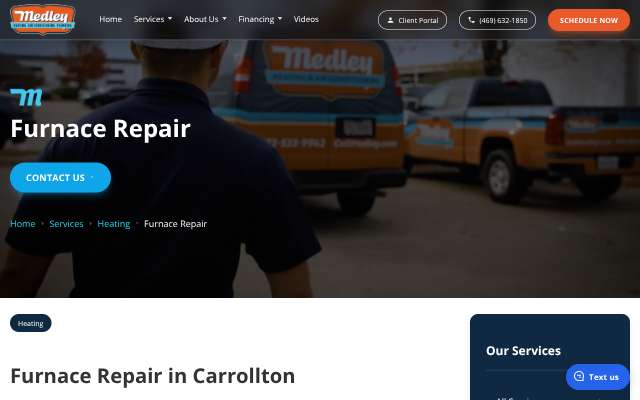 Medley Heating & Air (callmedley.com)'s page as the assistant saw it