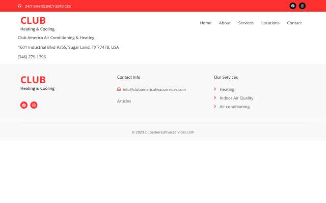 Club America Air Conditioning & Heating's page as the assistant saw it