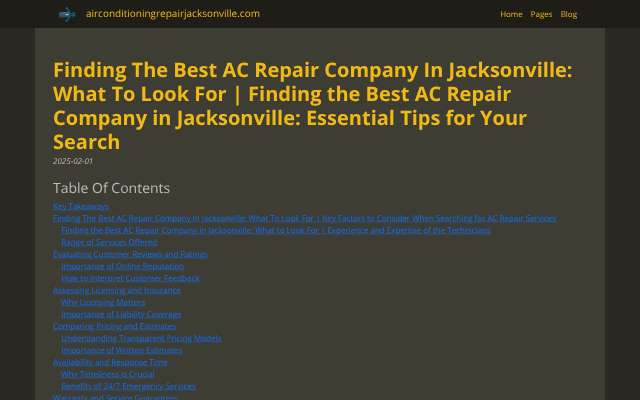 airconditioningrepairjacksonville.com guide's page as the assistant saw it