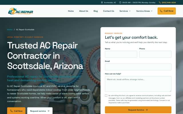 Ez AC Repair Scottsdale's page as the assistant saw it